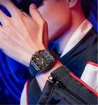 OLEVS 2942 Men’s Quartz Watch – Waterproof Hollow Out Luminous Moon Phase Silicone Strap (4 Colors)