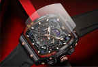 OLEVS 2942 Men’s Quartz Watch – Waterproof Hollow Out Luminous Moon Phase Silicone Strap (4 Colors)