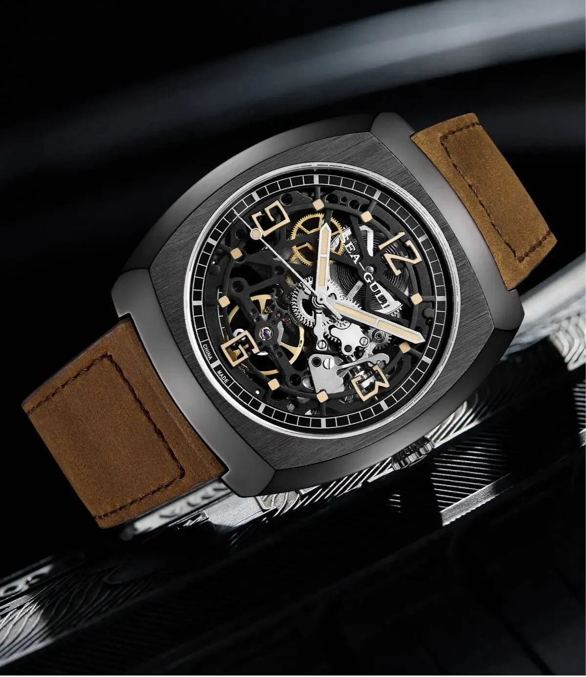Seagull Men’s Automatic Mechanical Watch – Luminous Waterproof Skeleton Dial Tonneau Shape  2025