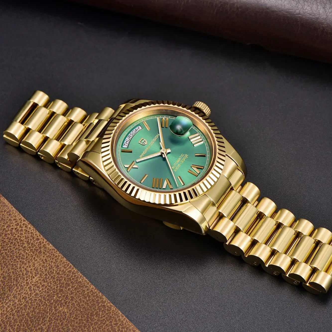 PAGANI DESIGN DD36 Gold Green V2 Men’s Luxury Automatic Mechanical Watch 2025 – Sapphire Glass Wristwatch