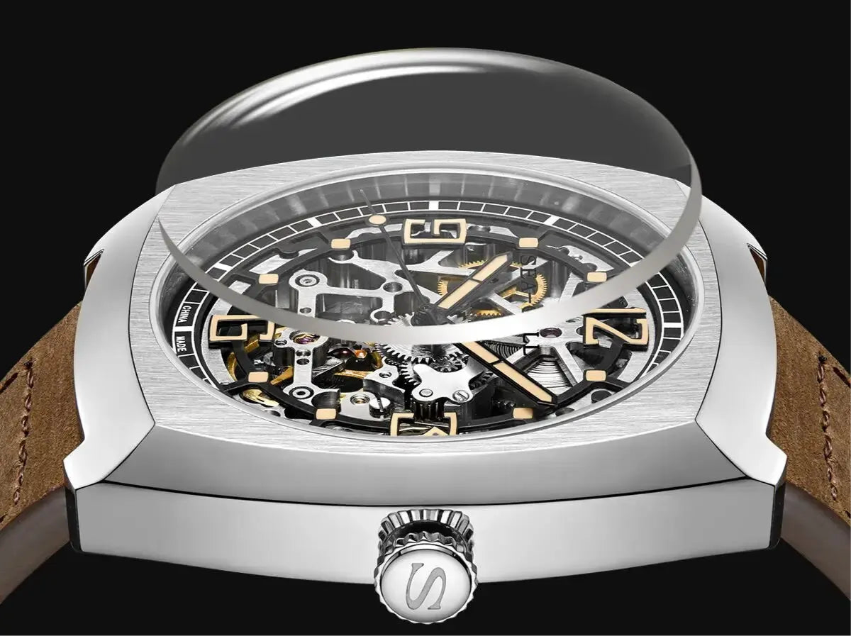 Seagull Men’s Automatic Mechanical Watch – Luminous Waterproof Skeleton Dial Tonneau Shape  2025