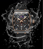 OLEVS 2942 Men’s Quartz Watch – Waterproof Hollow Out Luminous Moon Phase Silicone Strap (4 Colors)