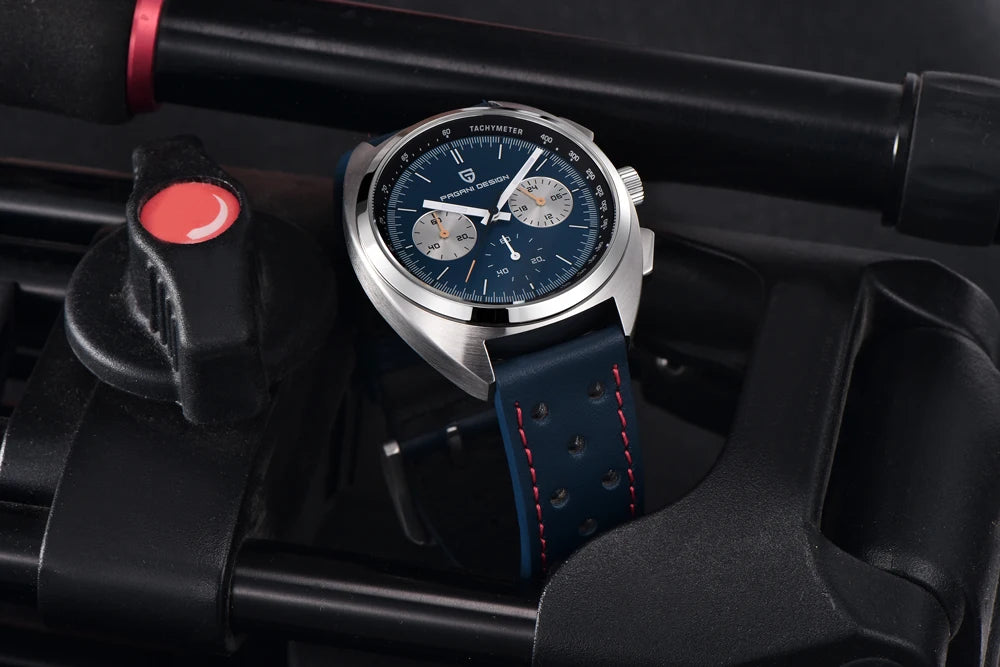 PAGANI DESIGN 2025 Retro Luxury Men’s Sports Chronograph – VK63 Quartz Watch with AR Sapphire Crystal, Waterproof, Leather Strap