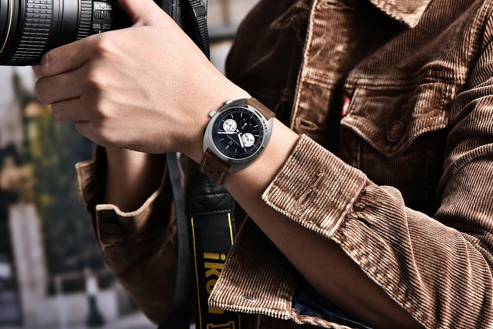 PAGANI DESIGN 2025 Retro Luxury Men’s Sports Chronograph – VK63 Quartz Watch with AR Sapphire Crystal, Waterproof, Leather Strap